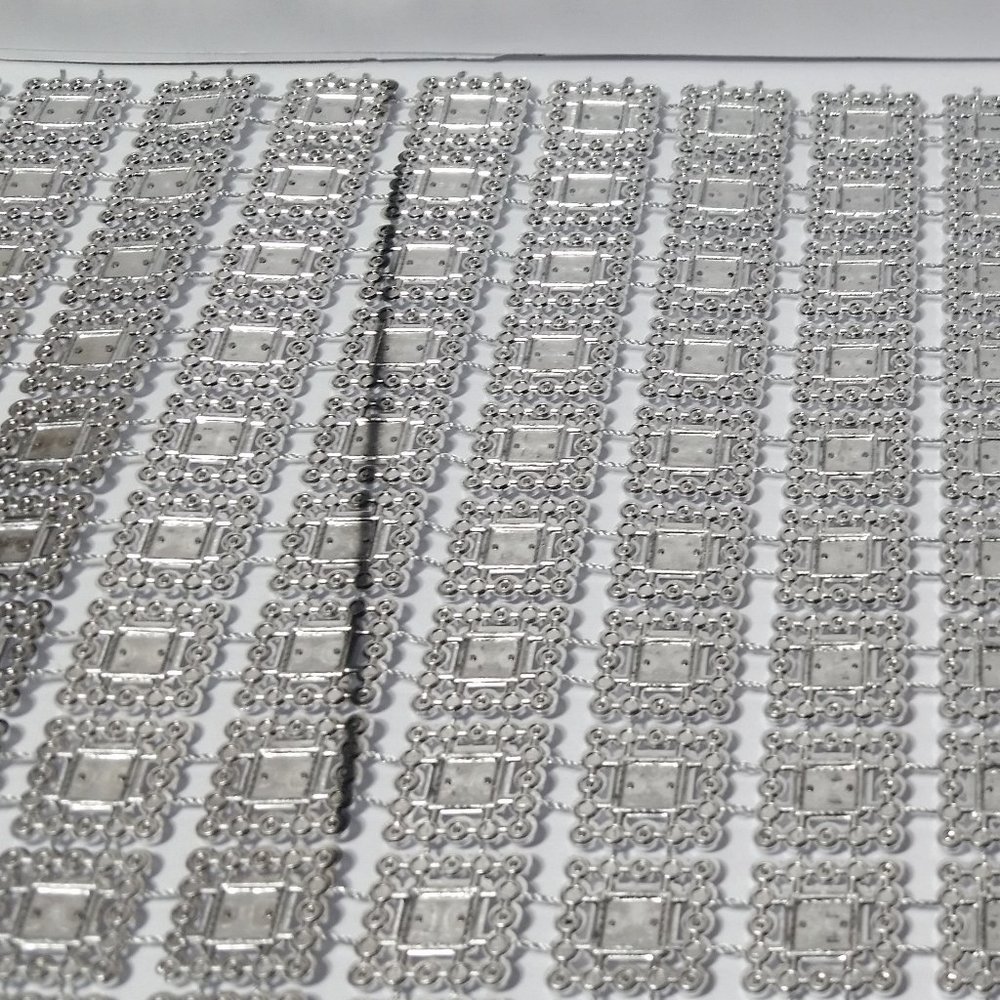 Rhinestone Mesh Ribbon Silver Squares - Picture 7 of 9